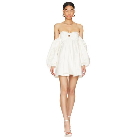 For Love & Lemons Saint Lucia Mini Dress Bridal Coquette Fairy Boho White Size S - Picture 2 of 10